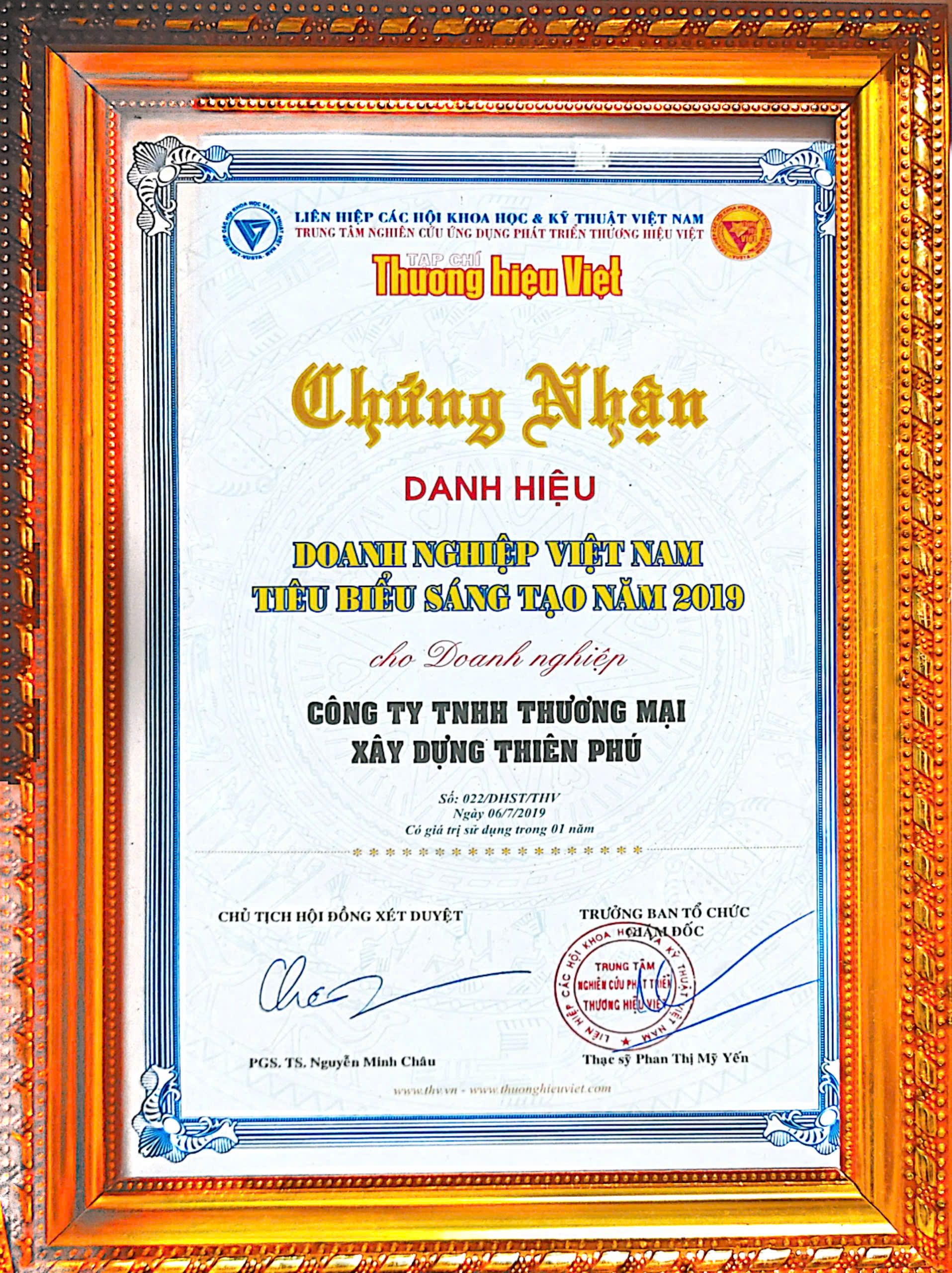 Giấy chứng nhận Doanh nghiệp Việt Nam tiêu biểu sáng tạo